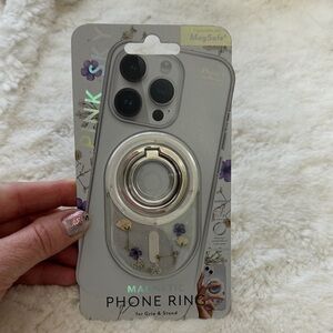 Pink sky magnetic phone ring grip and stand — floral design